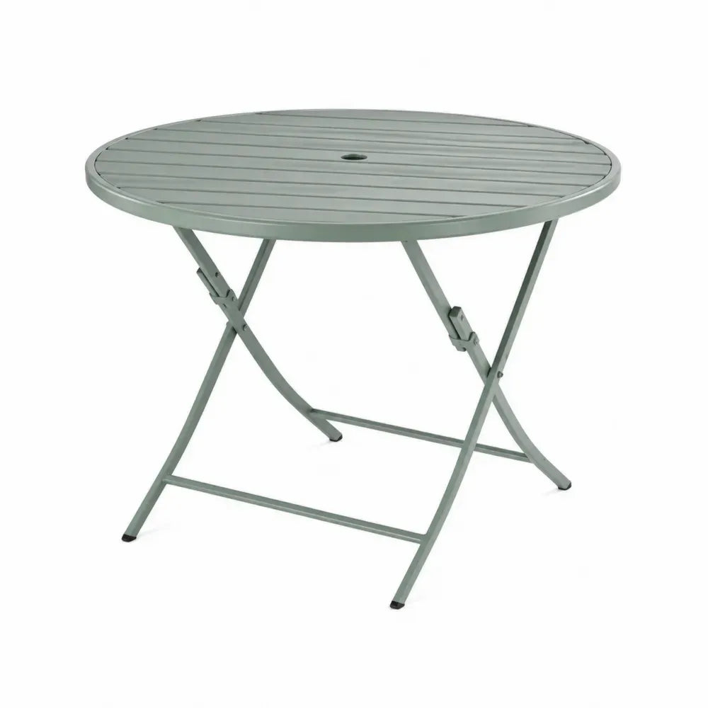 mesa de exterior plegable redonda de acero gris 80 cm x 80 cm x 72 cm para comedor de jardín terraza
