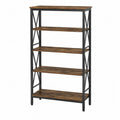 Estantería librería rectangular de 5 niveles con estructura de acero negro y baldas MDF marrón madera 80 cm x 30 cm x 180 cm