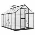 Invernadero de jardín aluminio negro con paneles de policarbonato techo a dos aguas con ventilación 190 cm 120 cm 195 cm