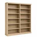 Librería estantería de doble columna de MDF con acabado roble claro 10 compartimentos abiertos 160 cm x 30 cm x 180 cm