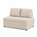 Sofá cama de 2 plazas tapizado en poliéster bouclé beige claro con almacenamiento inferior y patas negras 170 x 90 x 85 cm